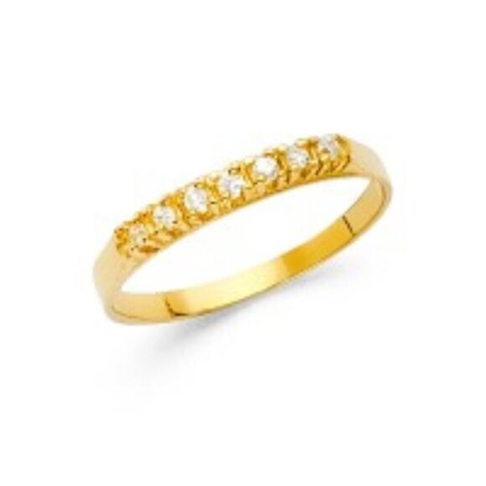 14k Yellow gold Children CZ Ring Band pinky Ring kids Ring